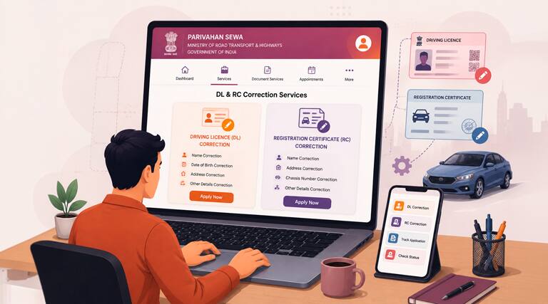 DL & RC Correction Services on Parivahan Sewa