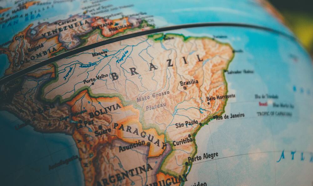 Brazil on World Globe