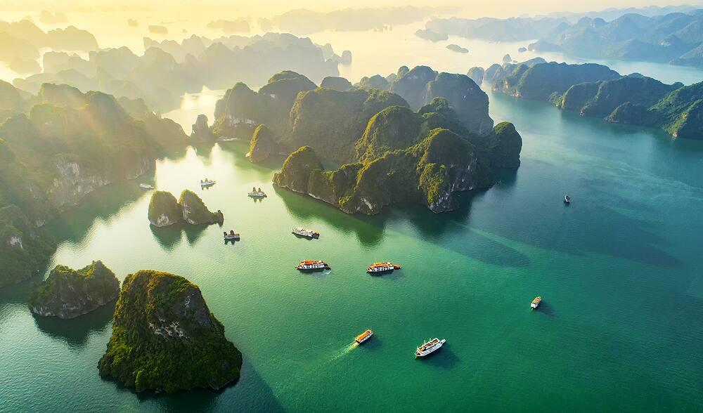 Sunset Landscape Halong Bay Vietnam