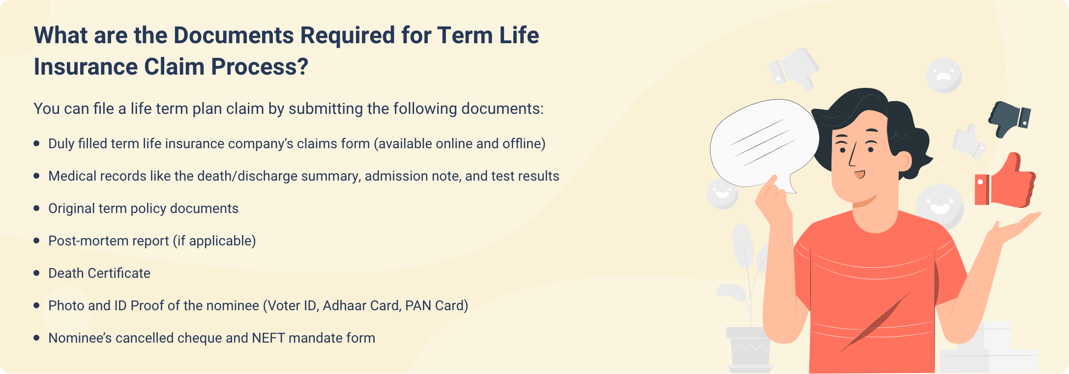 What are the documents required for term life insurance claim process